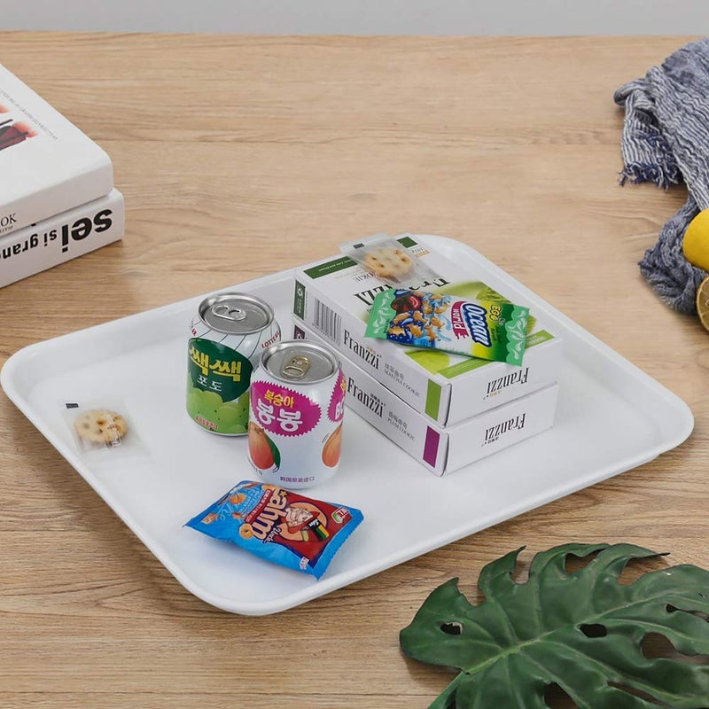 Gloreen Rectangular Fast Food Tray, Cafe Standard Cafeteria Serving Trays, 17.2"X13.5", Set of 4(White) - Image 3